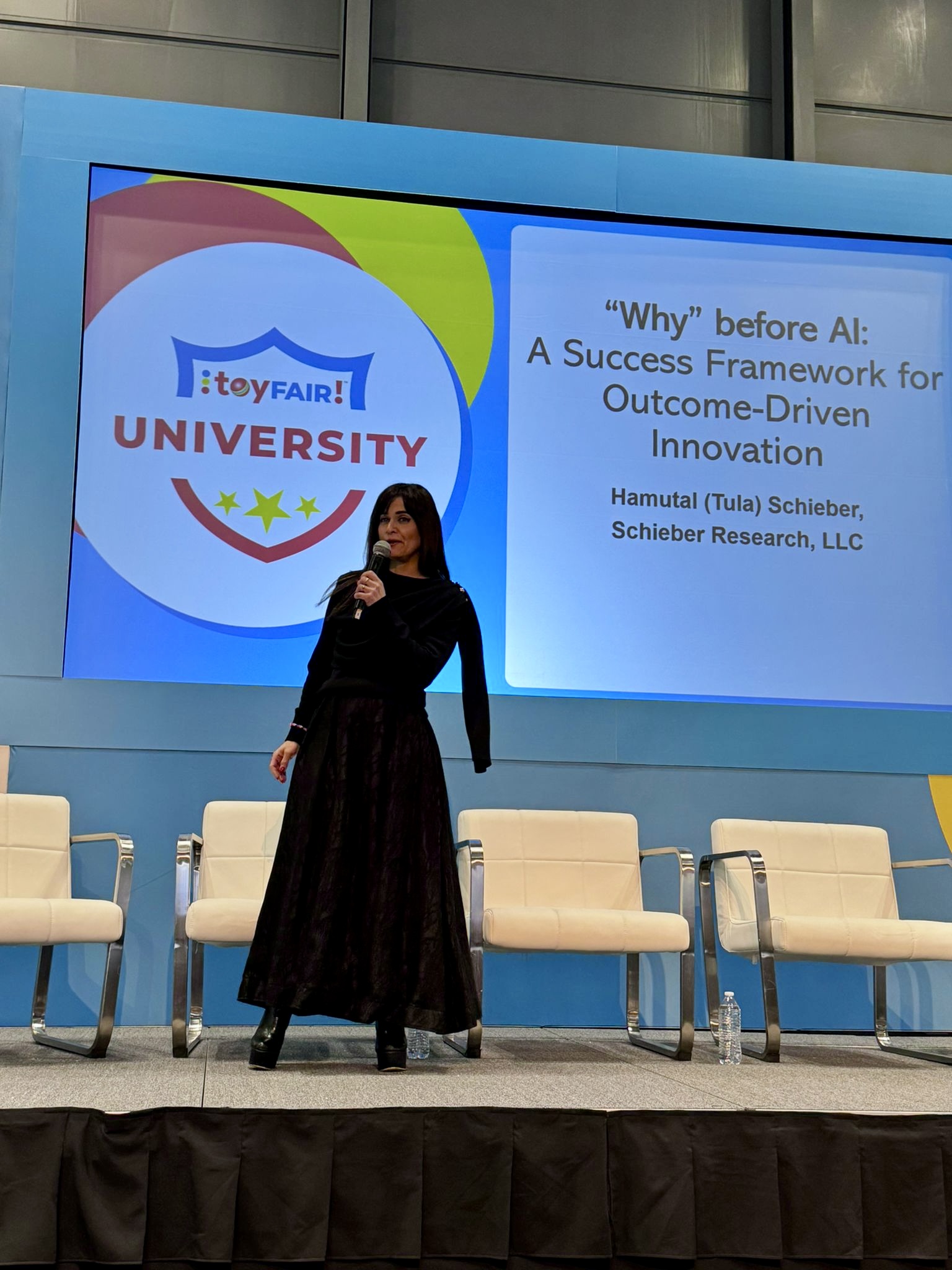 Hamutal presenting Why before AI at Toy Fair University