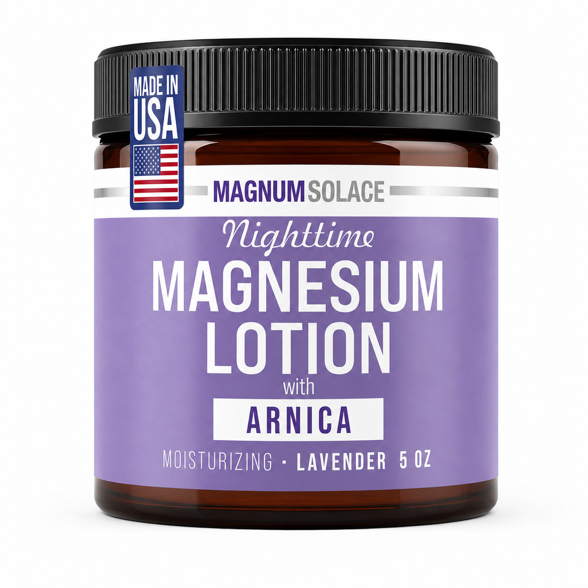 Magnum Solace nighttime magnesium lotion with arnica and lavender