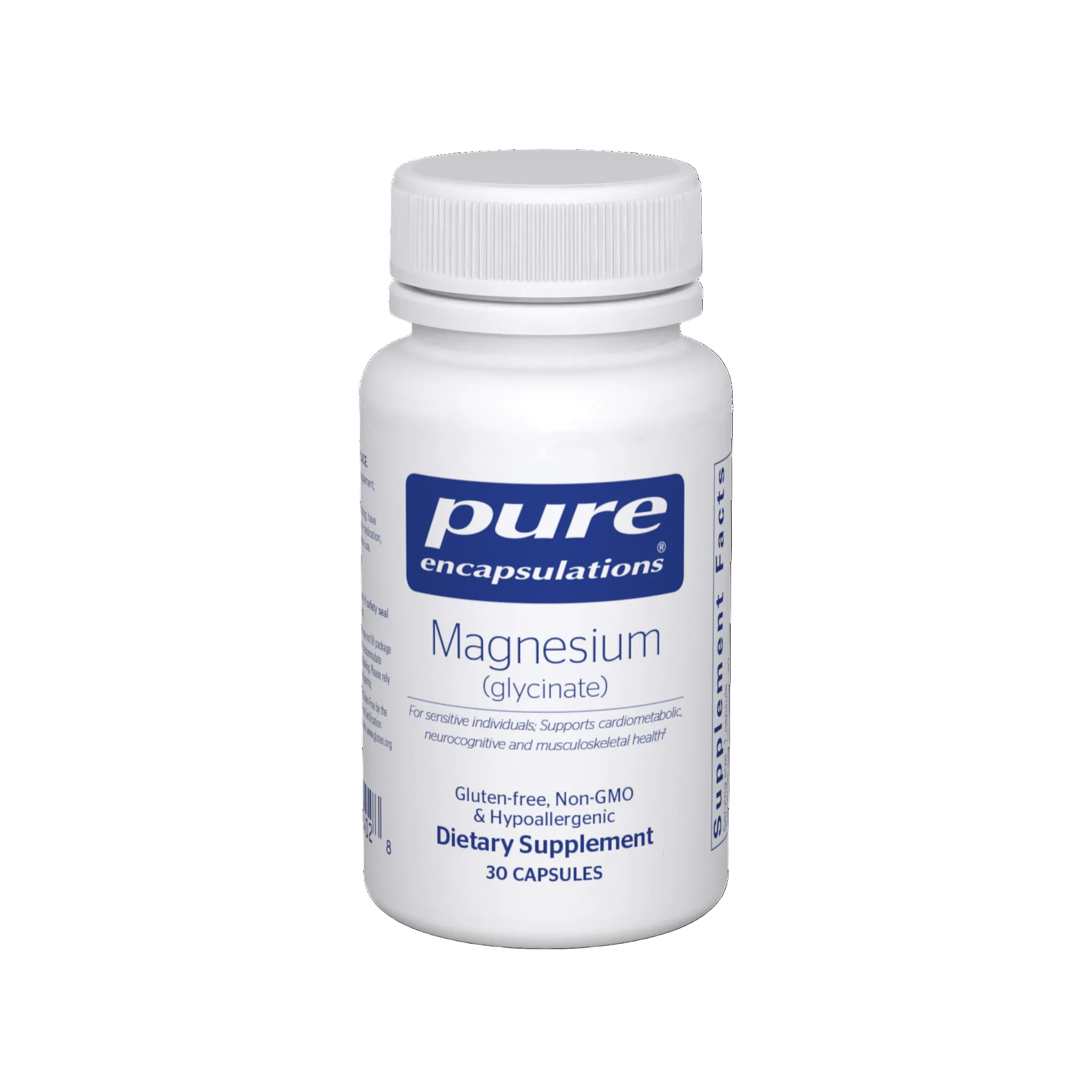 Pure Encapsulations Magnesium Glycinate bottle with blue and white label